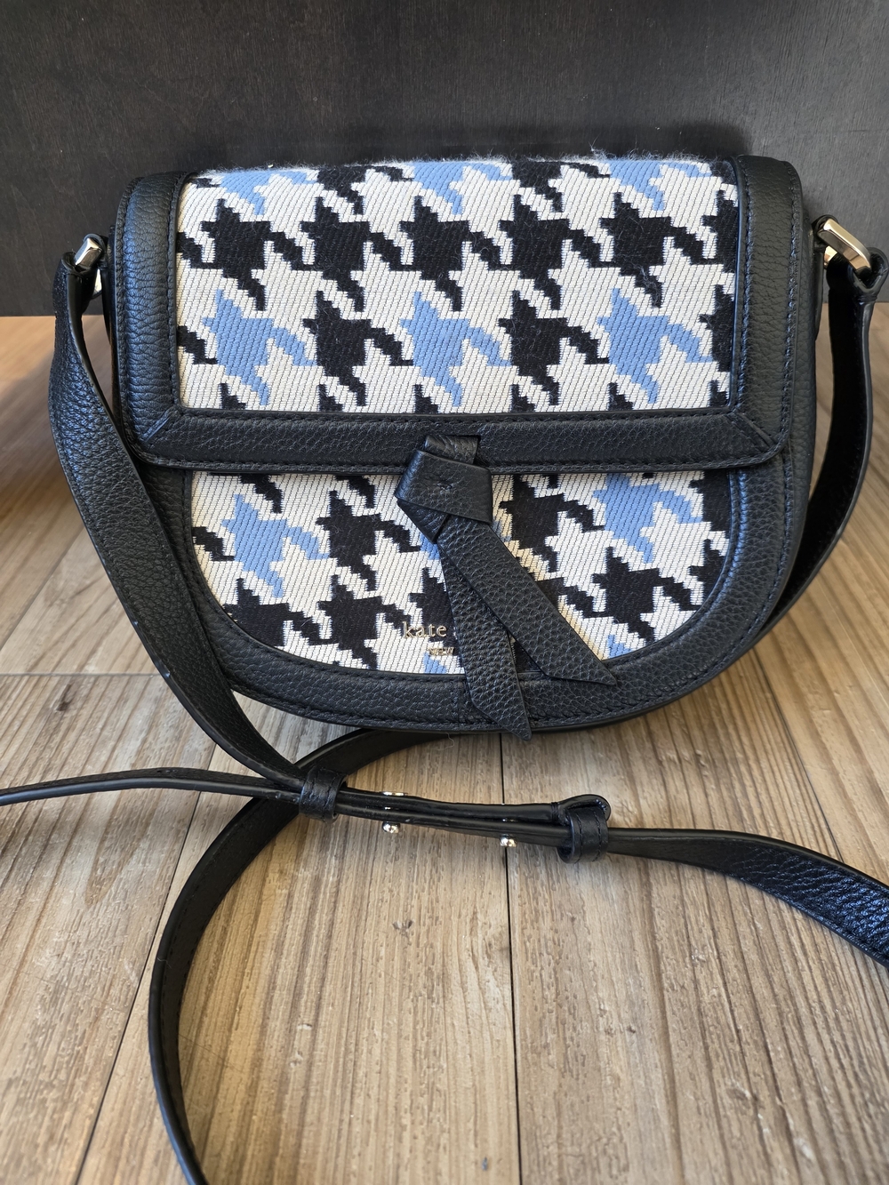 kate spade Black & Blue Houndstooth Crossbody Bag